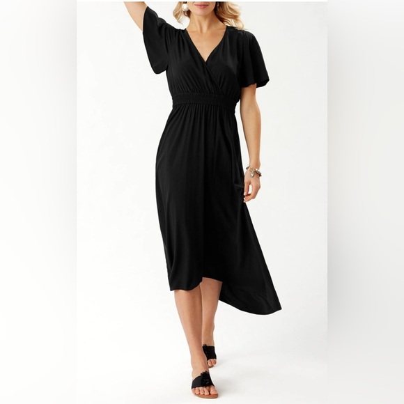 Tommy Bahama Oliana high low black maxi dress size large - Picture 1 of 4